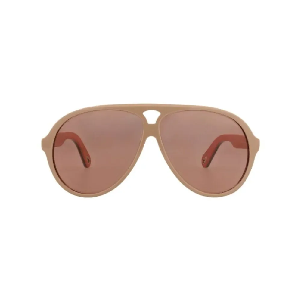 Chloé Aviator-Frame Recycled Acetate Sunglasses Beige Womens